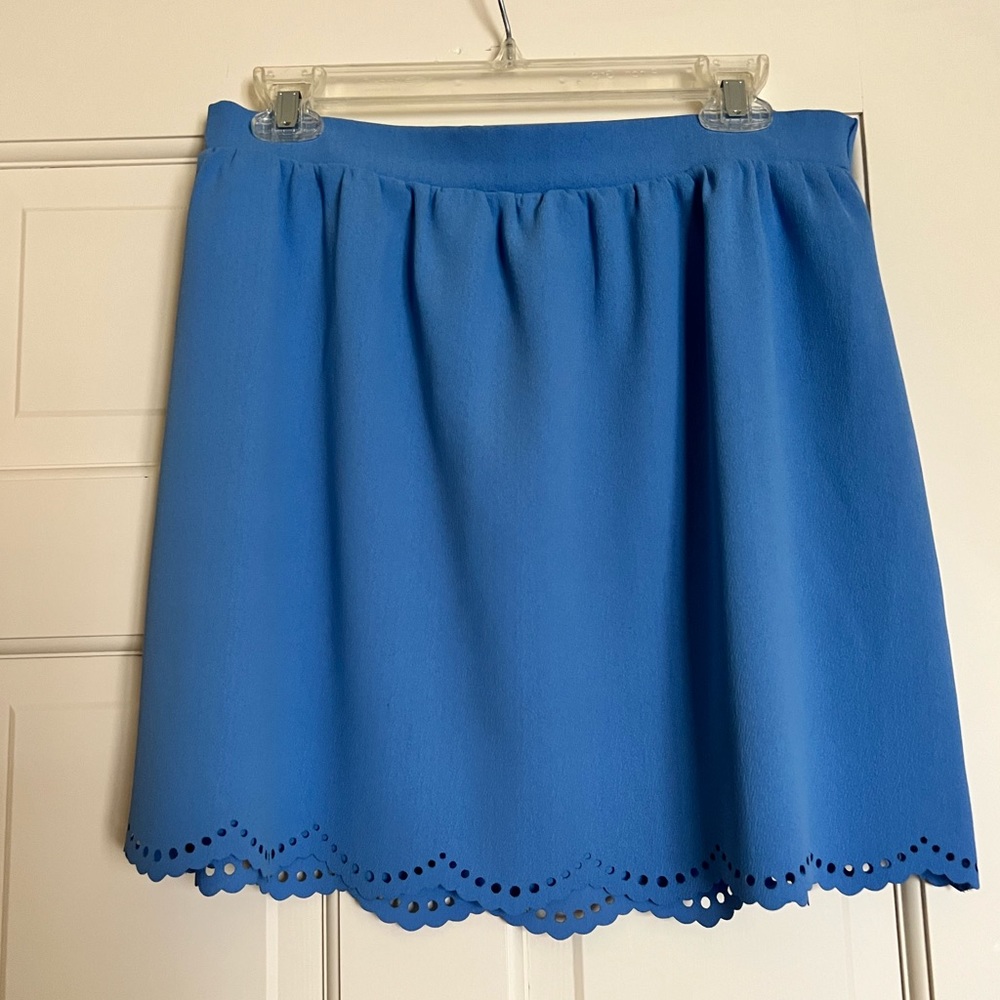 Everly Scallop Mini Skirt in Carolina Blue